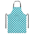 Teal And White Gingham Pattern Print Bib Apron With Pocket