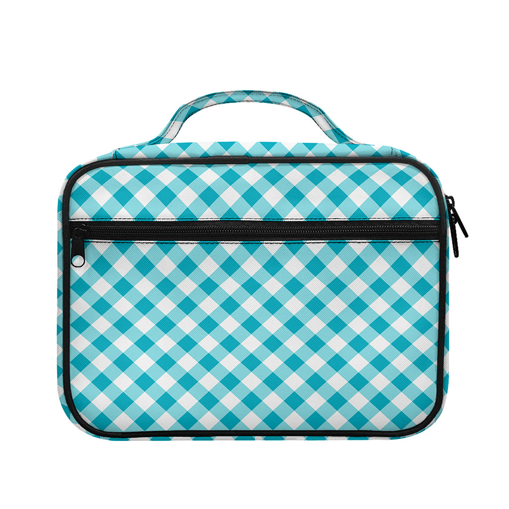 Teal And White Gingham Pattern Print Briefcase Bible Bag
