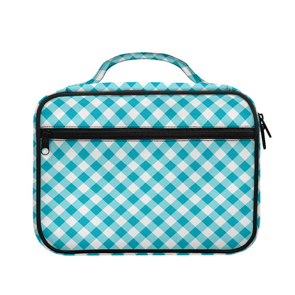 Teal And White Gingham Pattern Print Briefcase Bible Bag