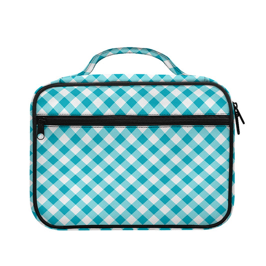 Teal And White Gingham Pattern Print Briefcase Bible Bag