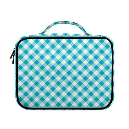 Teal And White Gingham Pattern Print Briefcase Bible Bag