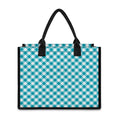 Teal And White Gingham Pattern Print Canvas Tote Bag