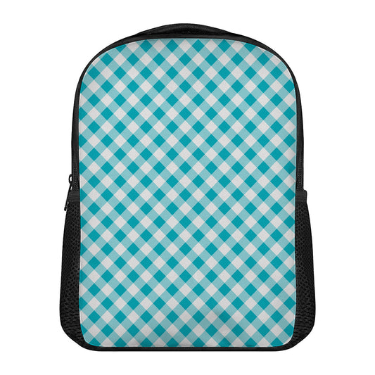 Teal And White Gingham Pattern Print Casual Backpack