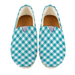 Teal And White Gingham Pattern Print Casual Shoes