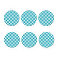 Teal And White Gingham Pattern Print Coaster Set