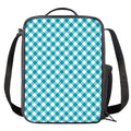 Teal And White Gingham Pattern Print Crossbody Lunch Bag