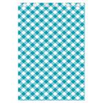 Teal And White Gingham Pattern Print Curtain