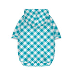 Teal And White Gingham Pattern Print Dog Zip Up Hoodie