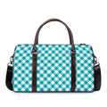 Teal And White Gingham Pattern Print Duffel Bag
