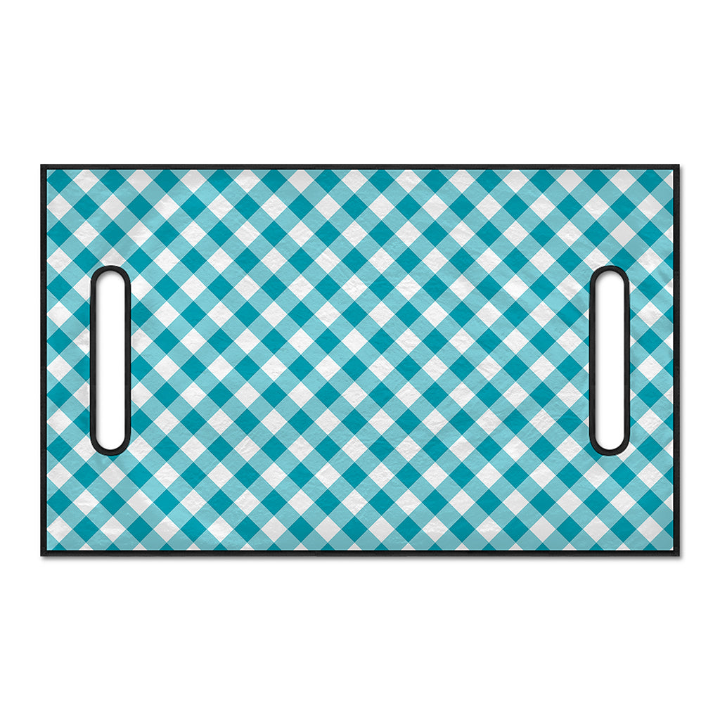 Teal And White Gingham Pattern Print Golf Cart Seat Cover