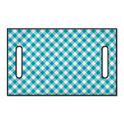 Teal And White Gingham Pattern Print Golf Cart Seat Cover