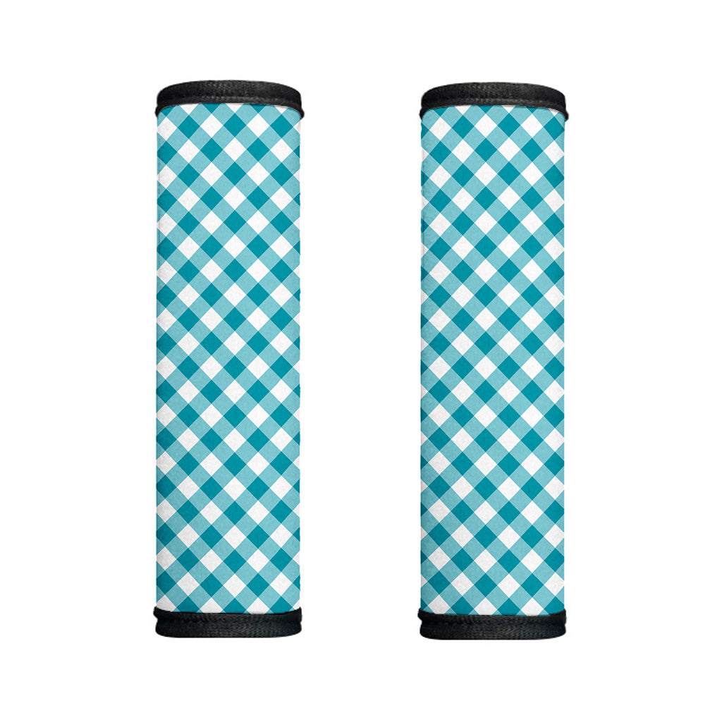 Teal And White Gingham Pattern Print Handle Covers