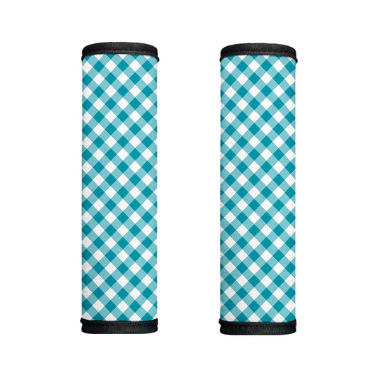Teal And White Gingham Pattern Print Handle Covers