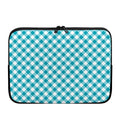 Teal And White Gingham Pattern Print Laptop Sleeve