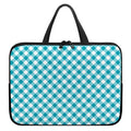 Teal And White Gingham Pattern Print Laptop Sleeve With Handle