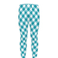 Teal And White Gingham Pattern Print Men's Leggings