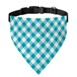 Teal And White Gingham Pattern Print Over The Collar Dog Bandana