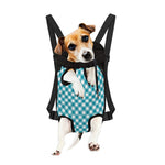 Teal And White Gingham Pattern Print Pet Carrier Backpack