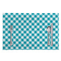 Teal And White Gingham Pattern Print Placemat