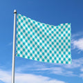 Teal And White Gingham Pattern Print Polyester Flag
