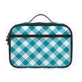 Teal And White Gingham Pattern Print Portable Lunch Bag