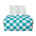 Teal And White Gingham Pattern Print Rectangle Tissue Box Cover