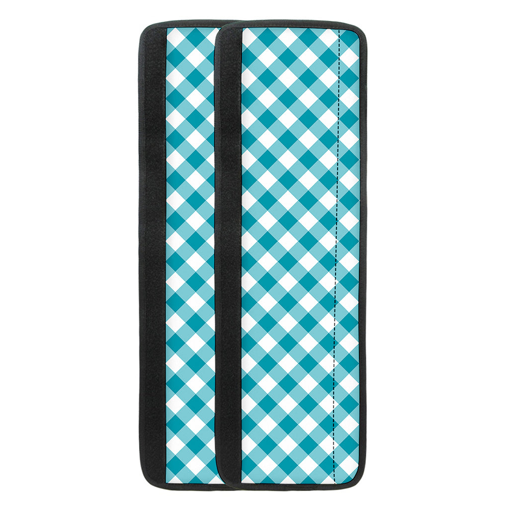 Teal And White Gingham Pattern Print Refrigerator Handle Covers