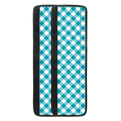 Teal And White Gingham Pattern Print Refrigerator Handle Covers
