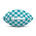 Teal And White Gingham Pattern Print Rugby Ball