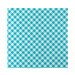 Teal And White Gingham Pattern Print Silk Bandana