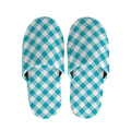 Teal And White Gingham Pattern Print Slippers