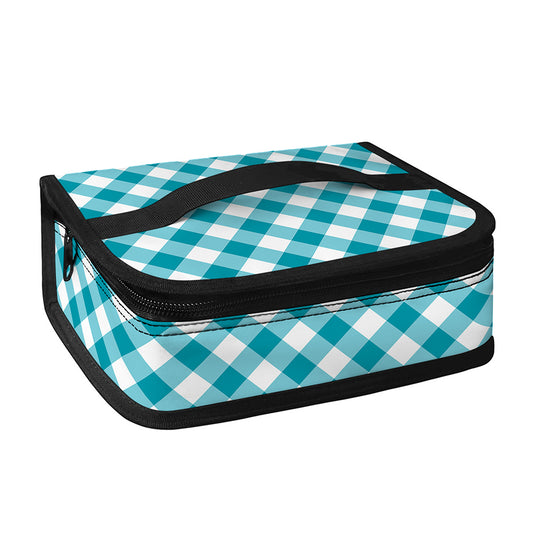 Teal And White Gingham Pattern Print Small Lunch Bag