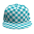 Teal And White Gingham Pattern Print Snapback Cap