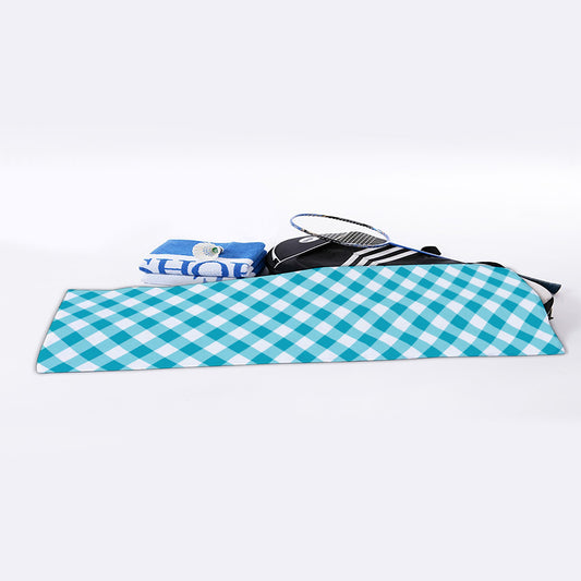 Teal And White Gingham Pattern Print Sports Towel