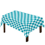 Teal And White Gingham Pattern Print Tablecloth