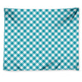 Teal And White Gingham Pattern Print Tapestry