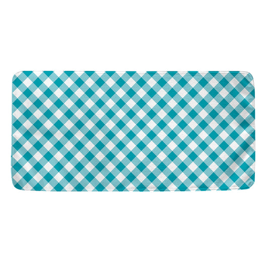 Teal And White Gingham Pattern Print Towel