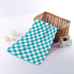 Teal And White Gingham Pattern Print Towel