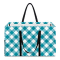 Teal And White Gingham Pattern Print Utility Tote Bag