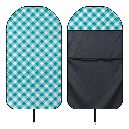 Teal And White Gingham Pattern Print Waterproof Car Seat Cover