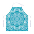 Teal And White Mandala Print Adjustable Apron