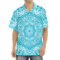 Teal And White Mandala Print Aloha Shirt