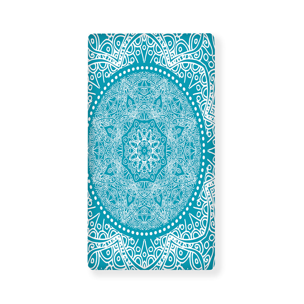 Teal And White Mandala Print Baby Crib Sheet