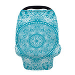 Teal And White Mandala Print Baby Seat Cover