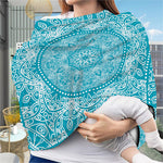 Teal And White Mandala Print Baby Seat Cover