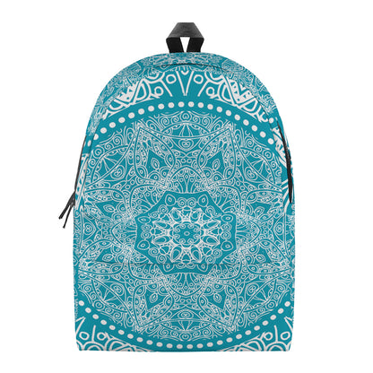 Teal And White Mandala Print Backpack