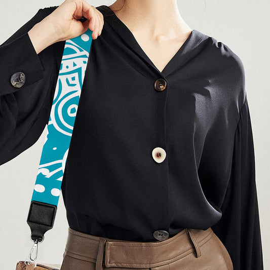 Teal And White Mandala Print Bag Strap