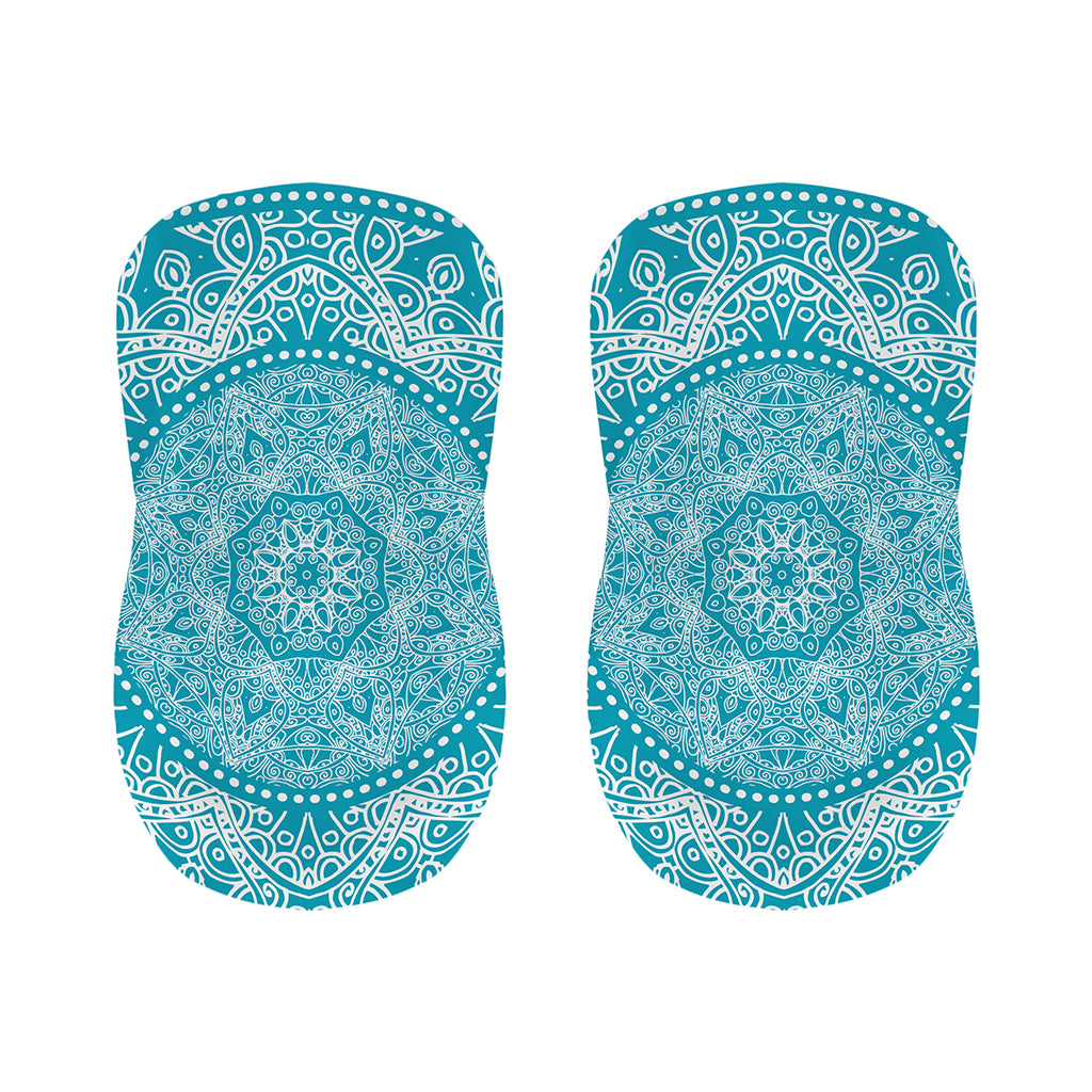 Teal And White Mandala Print Bar Stool Covers