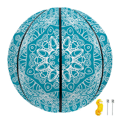 Teal And White Mandala Print Basketball
