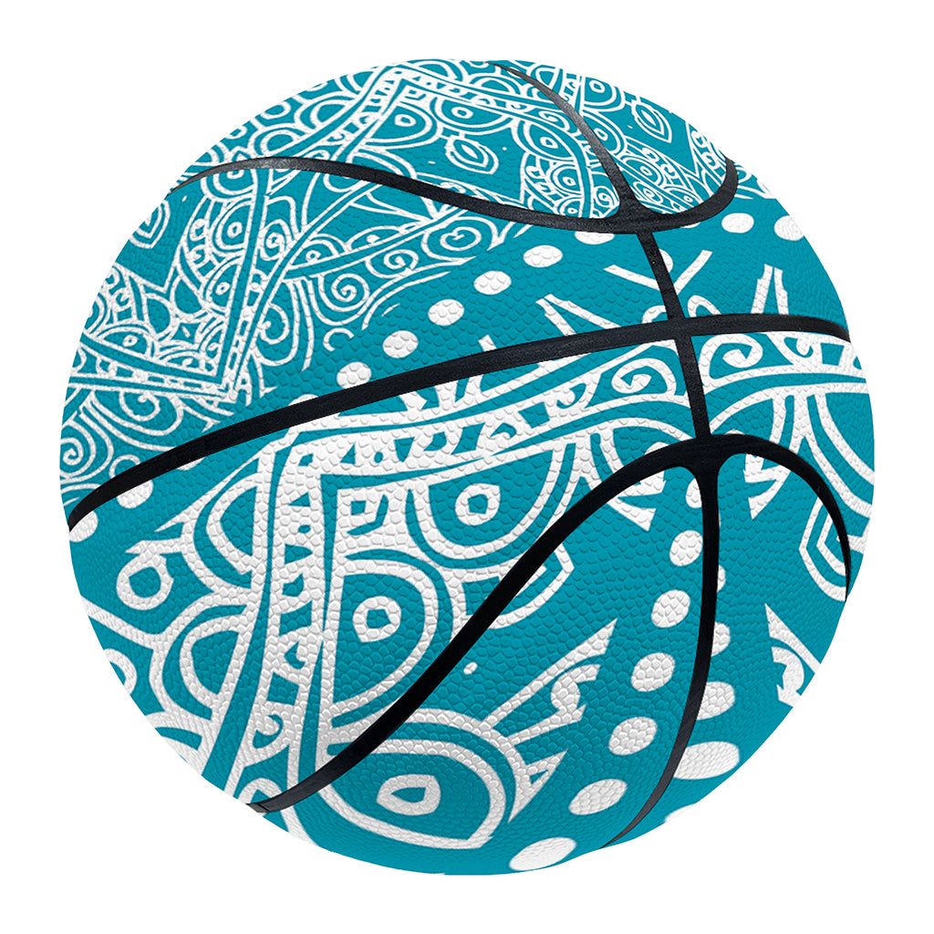 Teal And White Mandala Print Basketball